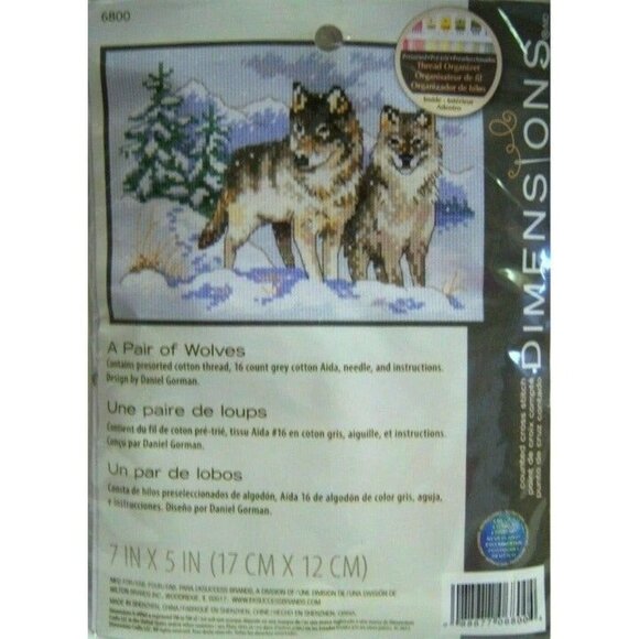 Cross Stitch Kit Dimensions A Pair Of Wolves Counted 6800 Winter Snow 7 x 5 AIDA - Picture 2 of 6